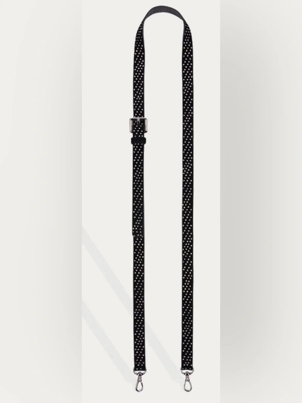 Bandolier Hailey Rhinestone Strap in Black Velvet and Silver Rhinestones New